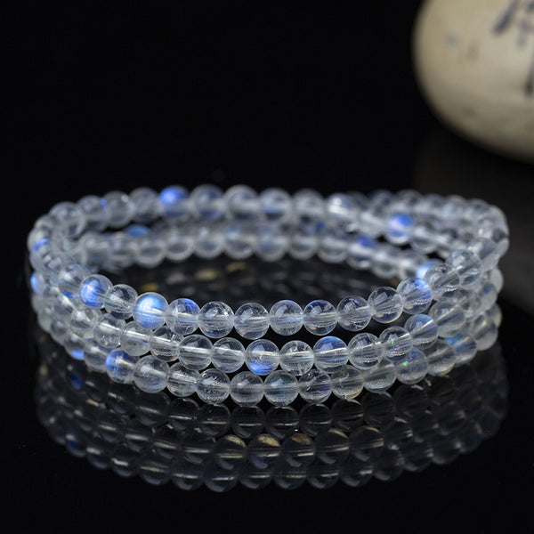 Blue Moonstone Near Body Three Rings Bracelet