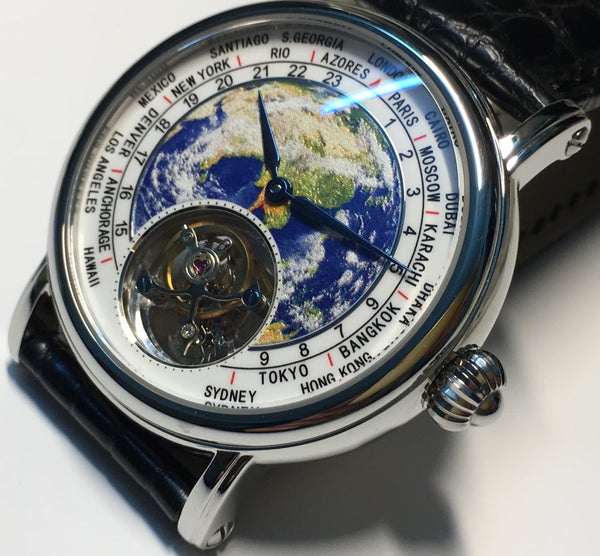 3D Globe Tourbillon Round Watch Fashion